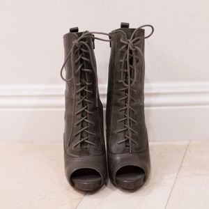 Charles David Krave Lace Up Peep Toe Booties